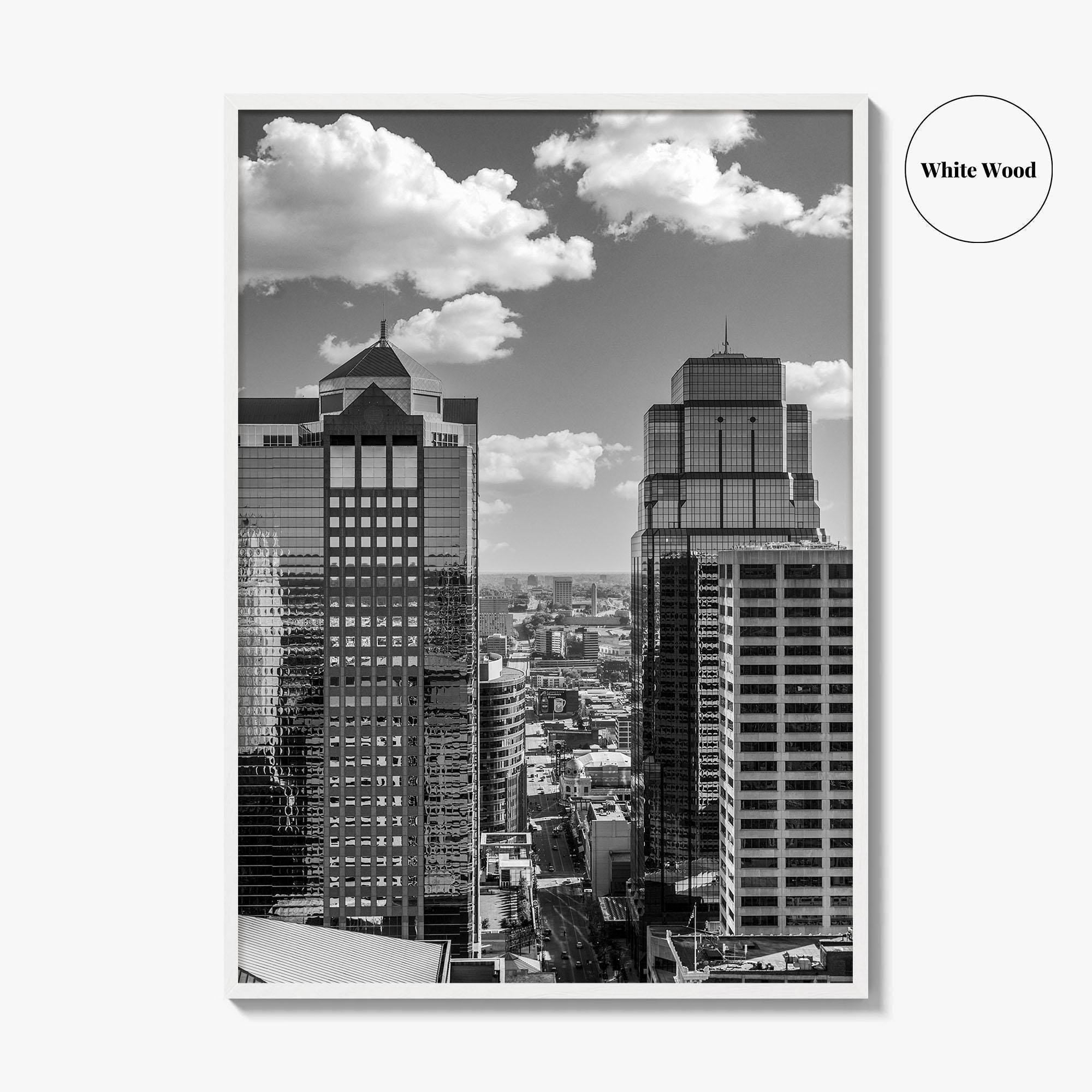 Kansas City Skyline Black and White Fine Art Photo Print, Downtown, Missouri, KC, USA