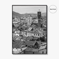 Lucca Black and White Fine Art Photo Print, Tuscany Italy Guinigi Tower View Poster