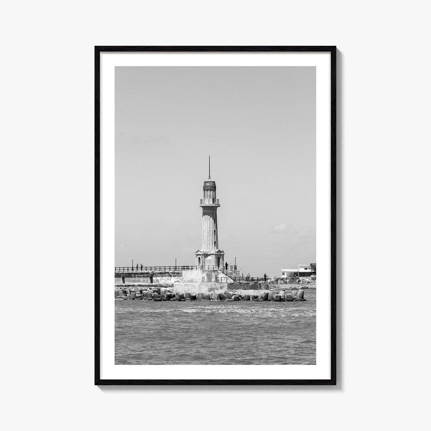 Alexandria Egypt Black and White Fine Art Photo Print, Lighthouse, Pharos, Wall Decor Poster
