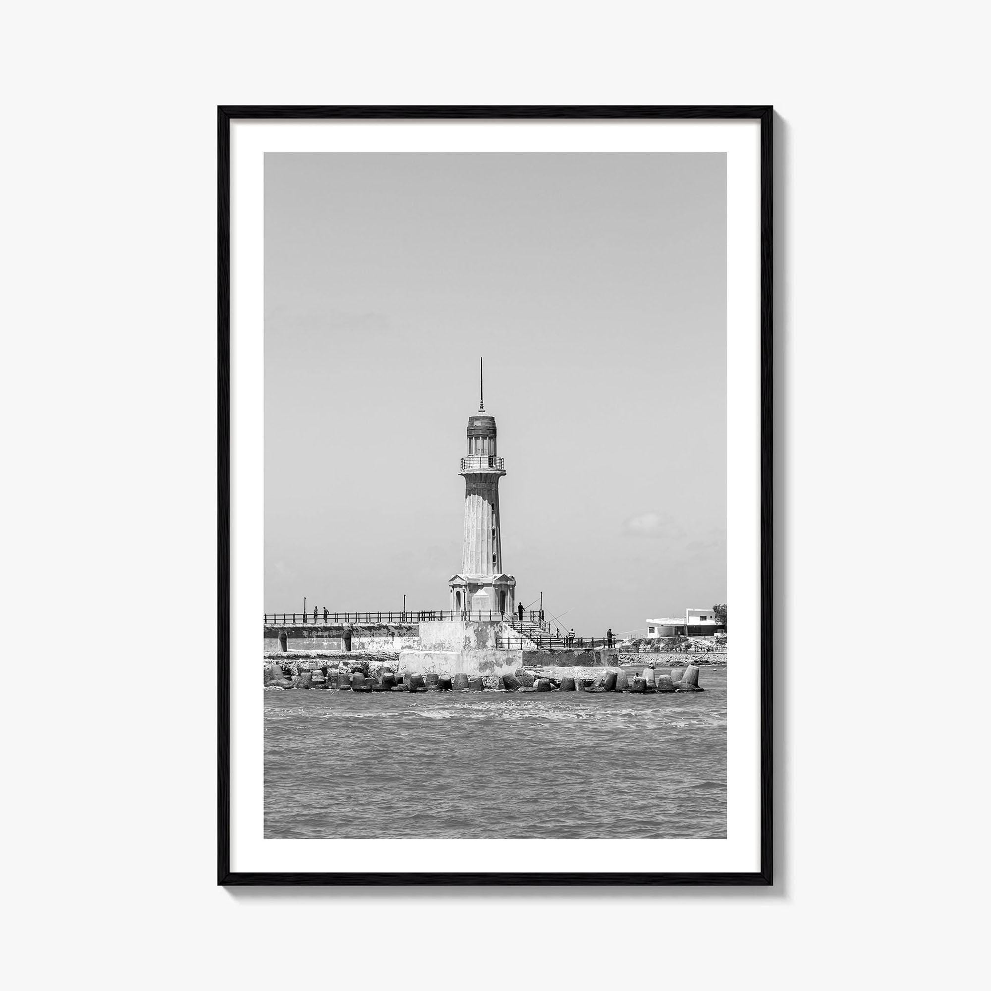Alexandria Egypt Black and White Fine Art Photo Print, Lighthouse, Pharos, Wall Decor Poster