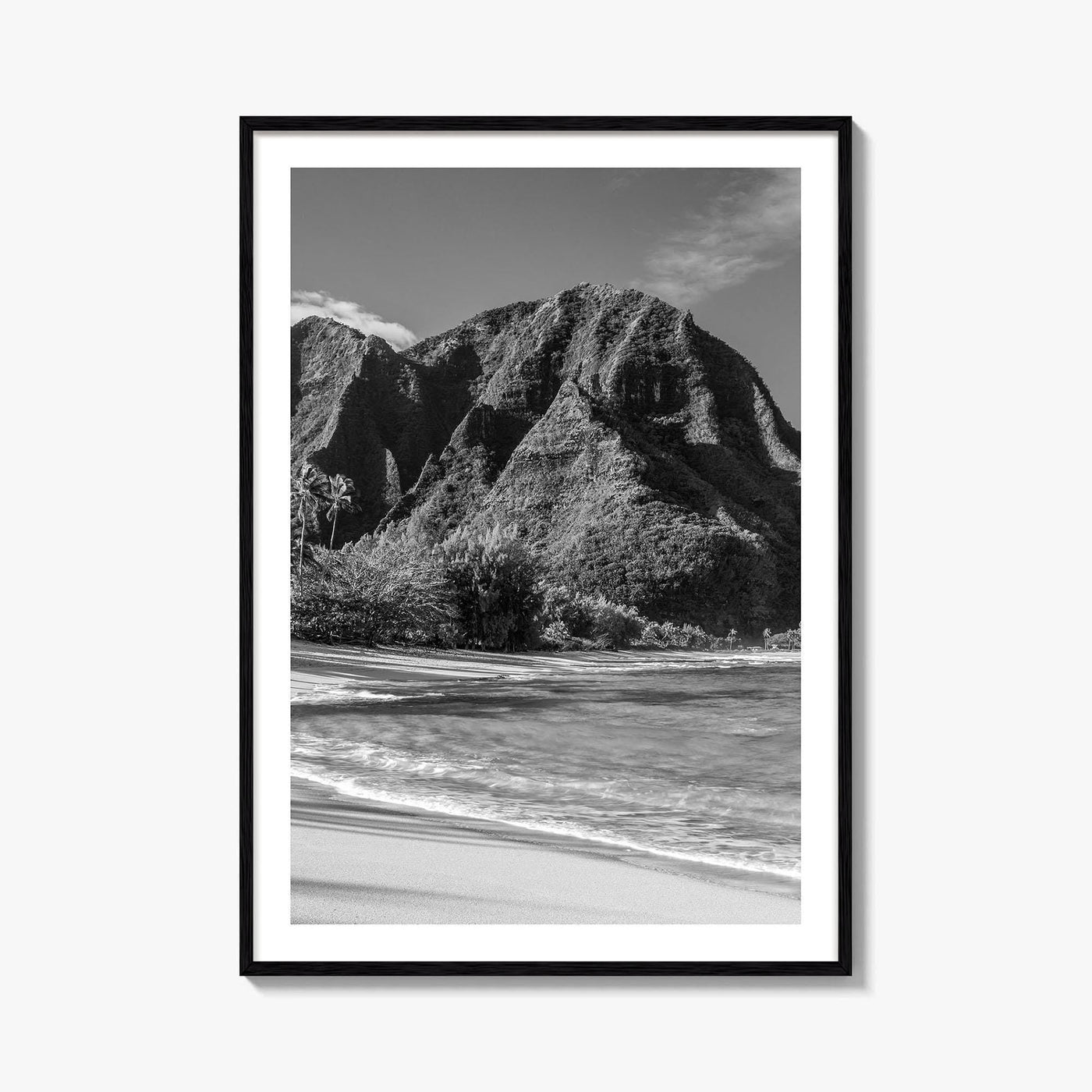 Tunnels Beach Kauai Black and White Fine Art Photo Print, Hawaii Wall Decor, Hanalei