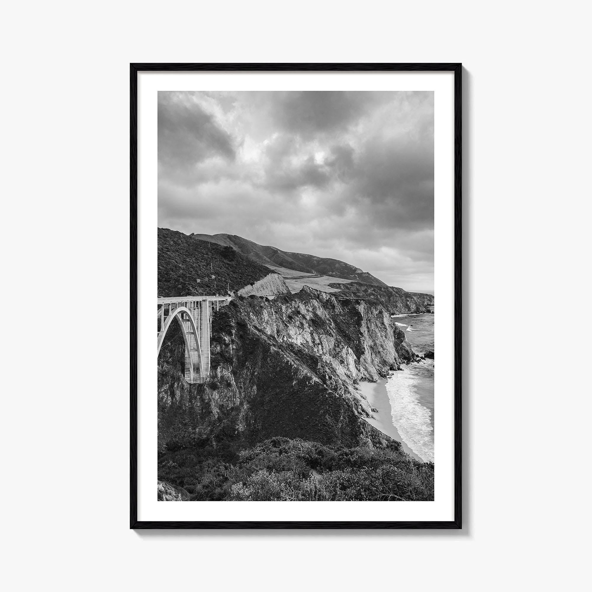 Big Sur Black and White Fine Art Photo Print, Bixby Bridge Poster