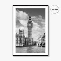 London Black and White Fine Art Photo Print, Big Ben Parliament UK Poster