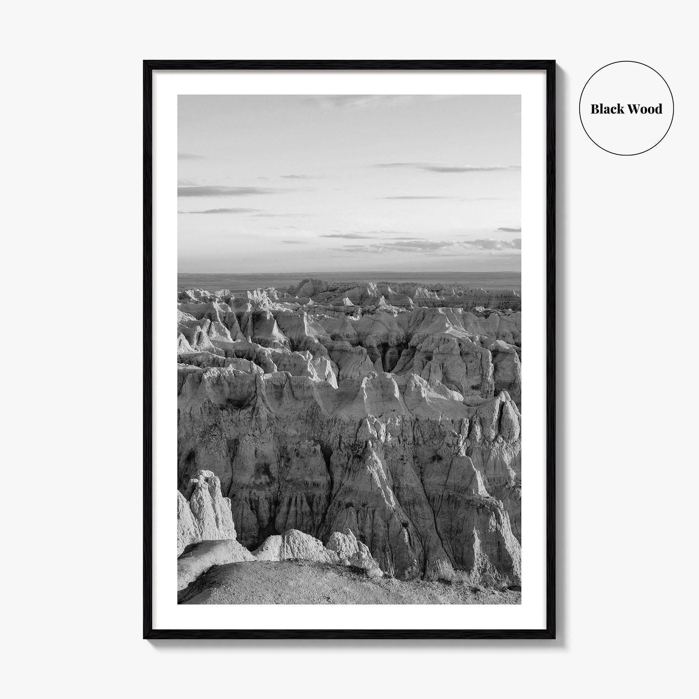 Badlands National Park Black and White Fine Art Photo Print, South Dakota Landscape Poster