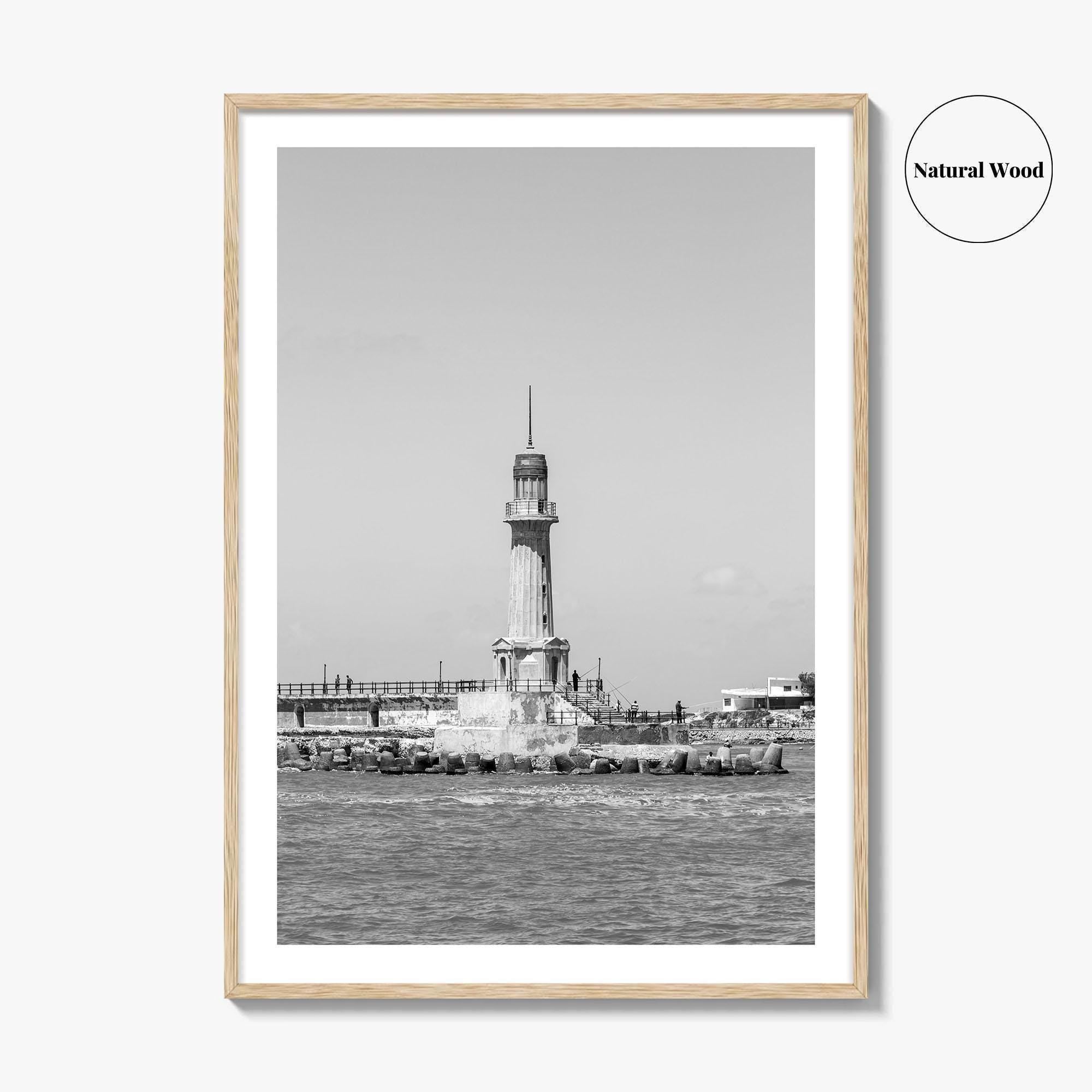 Alexandria Egypt Black and White Fine Art Photo Print, Lighthouse, Pharos, Wall Decor Poster