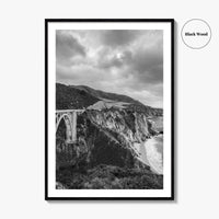 Big Sur Black and White Fine Art Photo Print, Bixby Bridge Poster