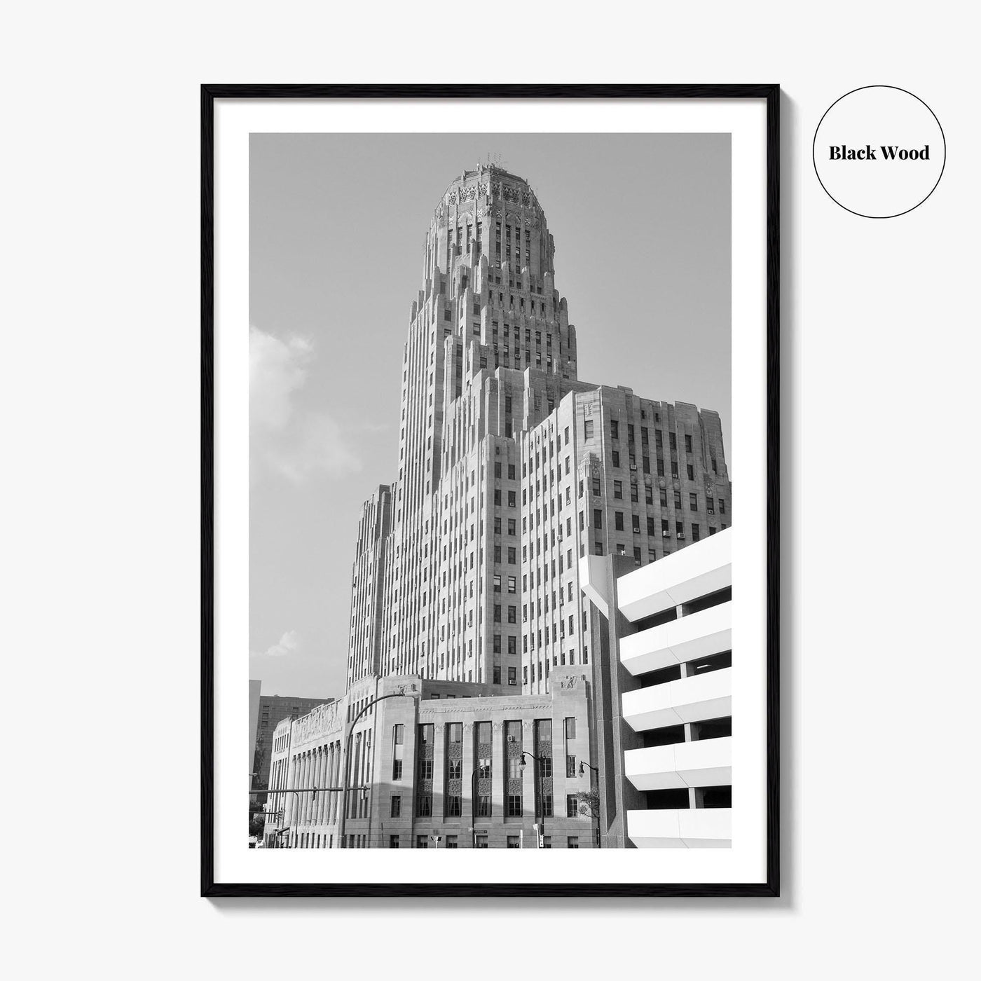 Buffalo Black and White Fine Art Photo Print, City Hall Deco Poster