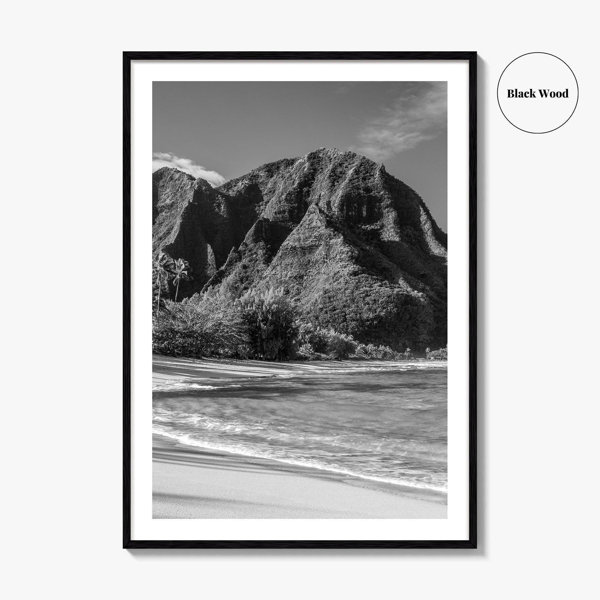 Tunnels Beach Kauai Black and White Fine Art Photo Print, Hawaii Wall Decor, Hanalei