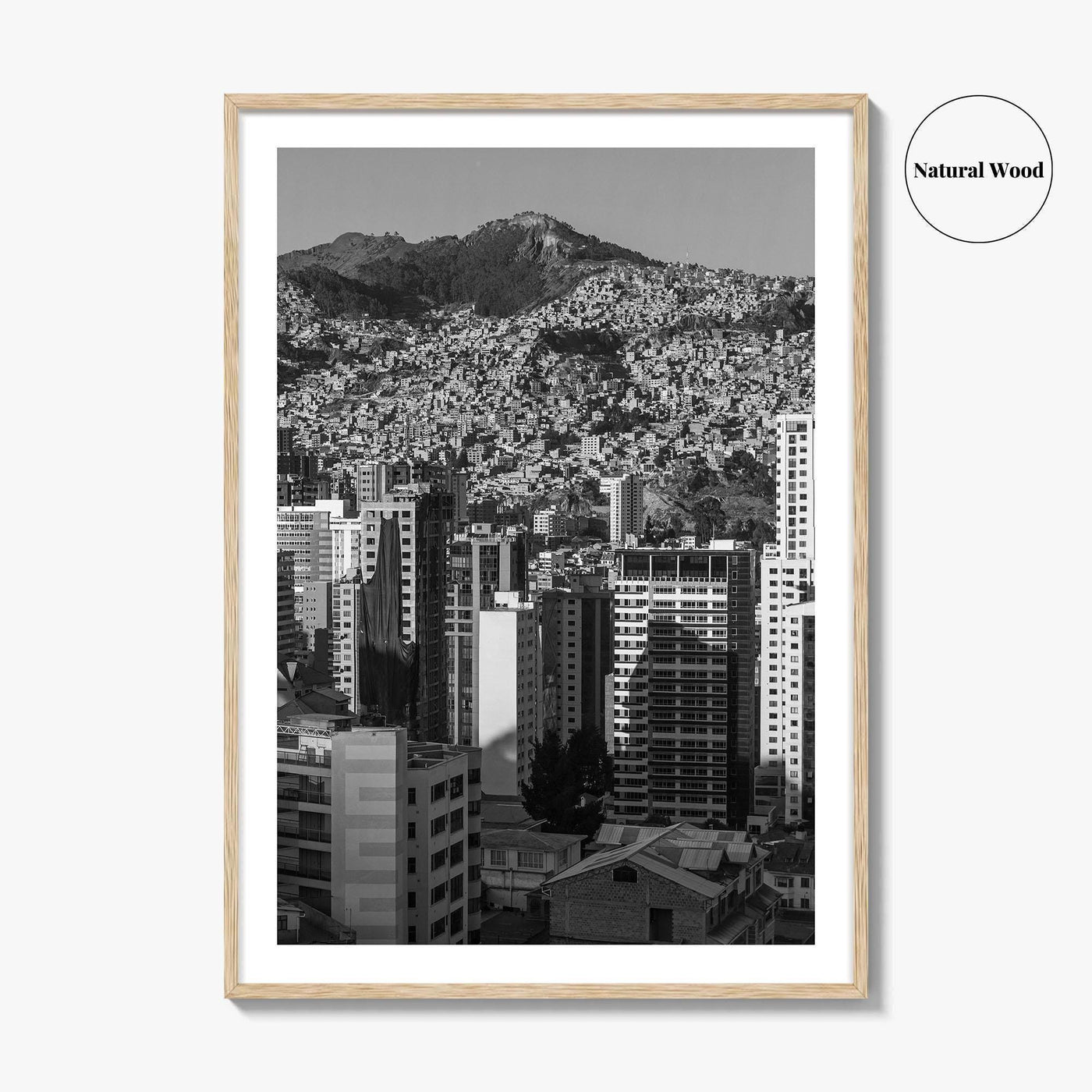 La Paz Black and White Fine Art Photo Print, Bolivia Andes Mountains Poster