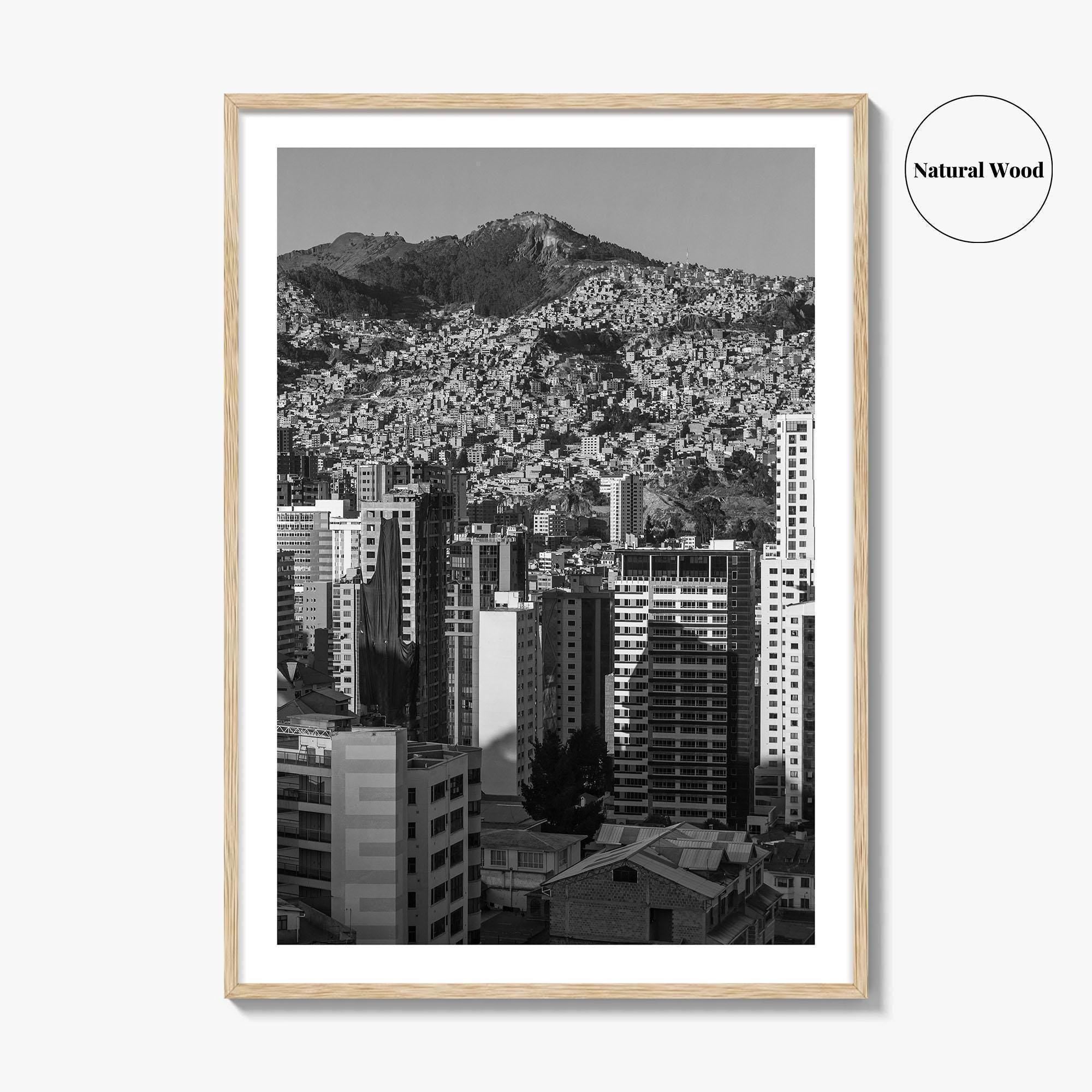 La Paz Black and White Fine Art Photo Print, Bolivia Andes Mountains Poster