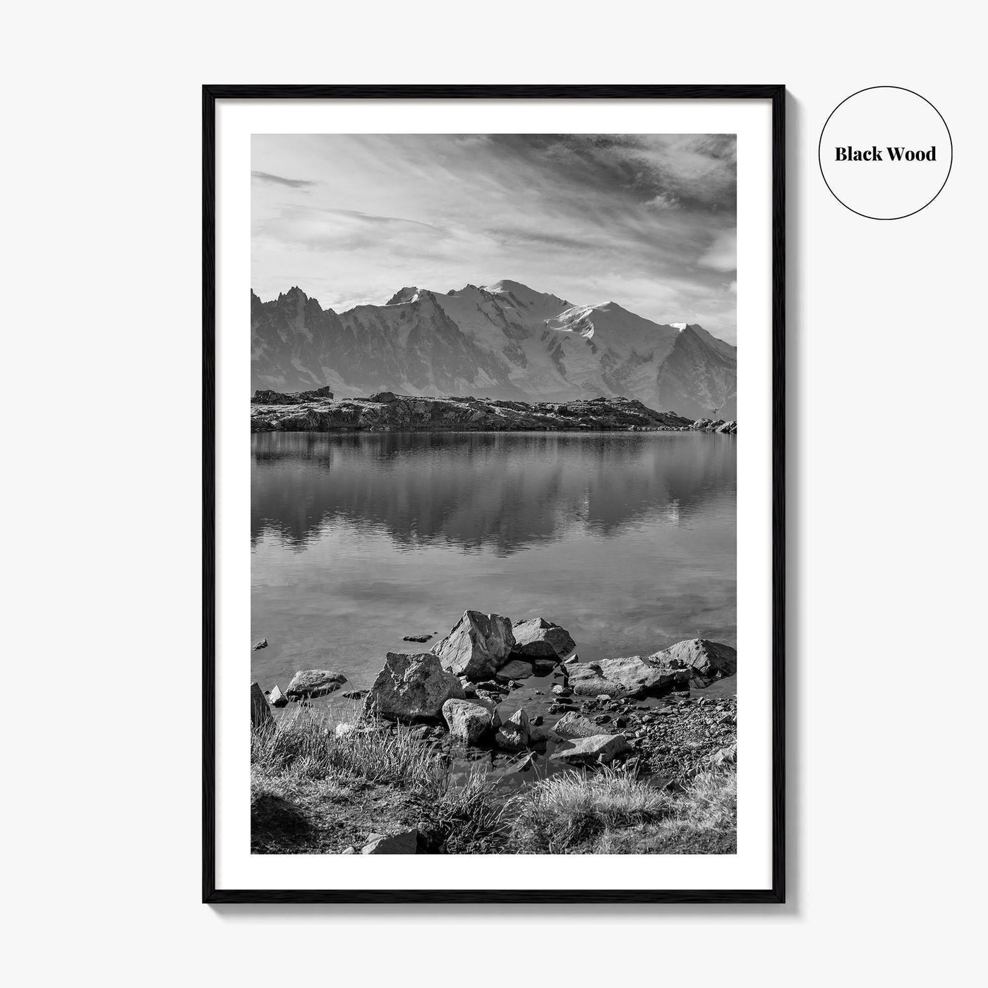 Chamonix Black and White Fine Art Photo Print, Mont Blanc French Alps Poster