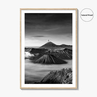Mount Bromo Black and White Fine Art Photo Print, East Java Volcano Poster