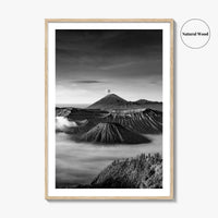 Mount Bromo Black and White Fine Art Photo Print, East Java Volcano Poster