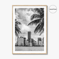 Miami Skyline Black and White Fine Art Photo Print, Florida Downtown Wall Poster, USA