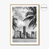 Miami Skyline Black and White Fine Art Photo Print, Florida Downtown Wall Poster, USA