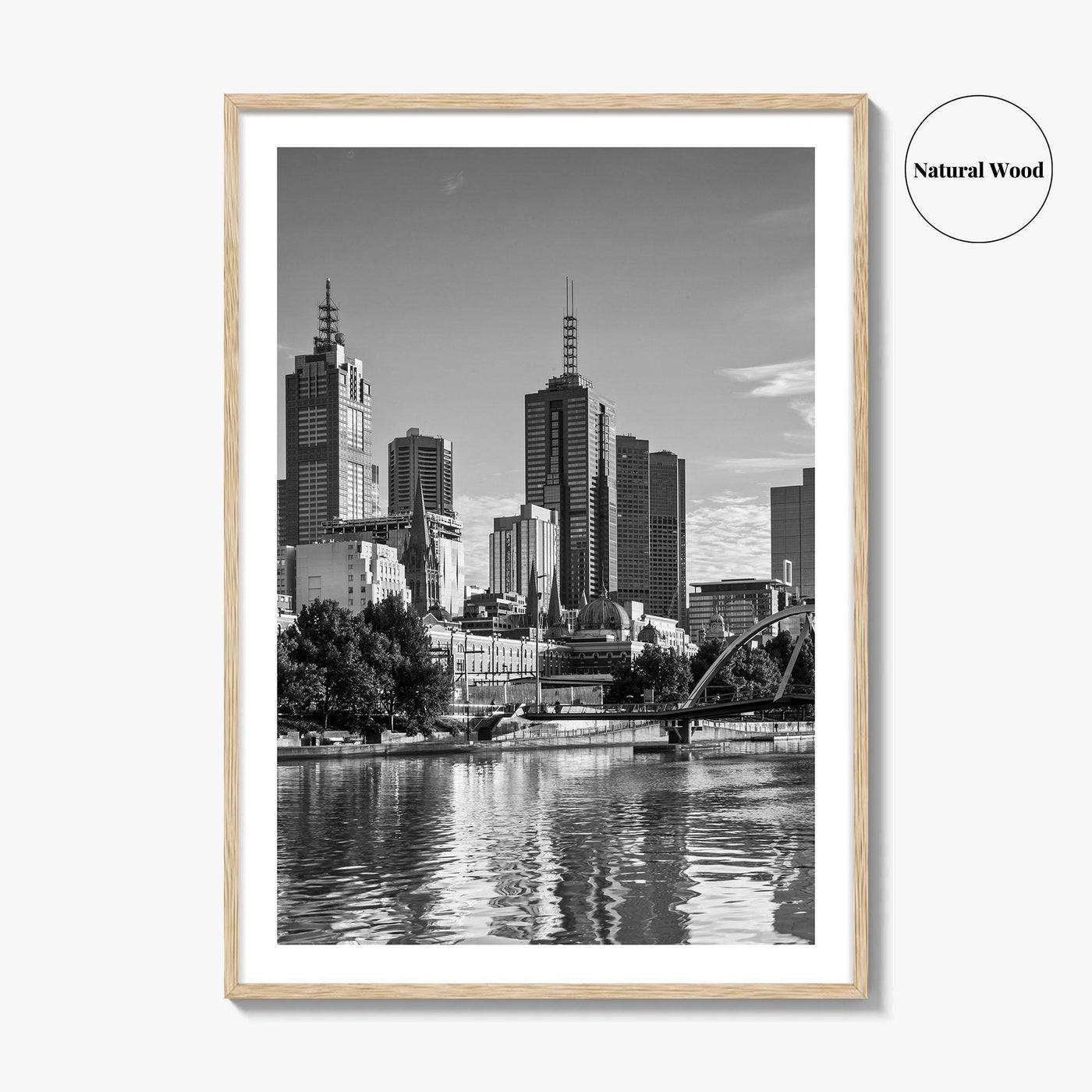 Melbourne Skyline Black and White Fine Art Photo Print, Southbank, Victoria Australia Wall Poster