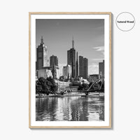 Melbourne Skyline Black and White Fine Art Photo Print, Southbank, Victoria Australia Wall Poster