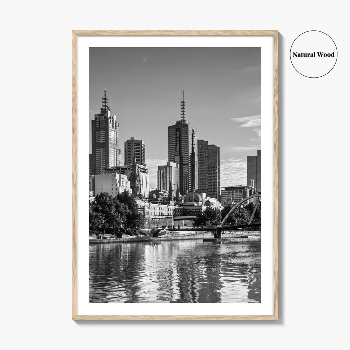 Melbourne Skyline Black and White Fine Art Photo Print, Southbank, Victoria Australia Wall Poster