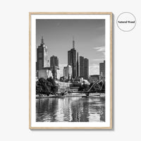 Melbourne Skyline Black and White Fine Art Photo Print, Southbank, Victoria Australia Wall Poster