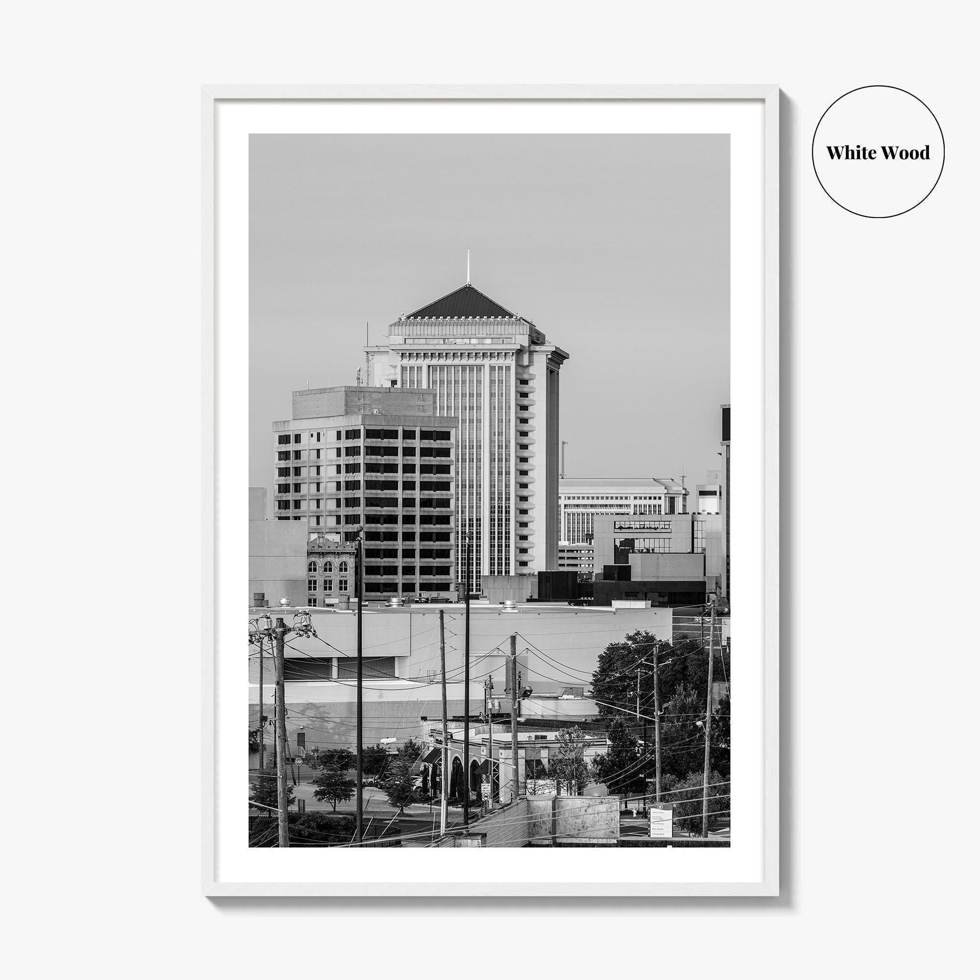 Montgomery Skyline Black and White Fine Art Photo Print, Downtown, Alabama USA Poster