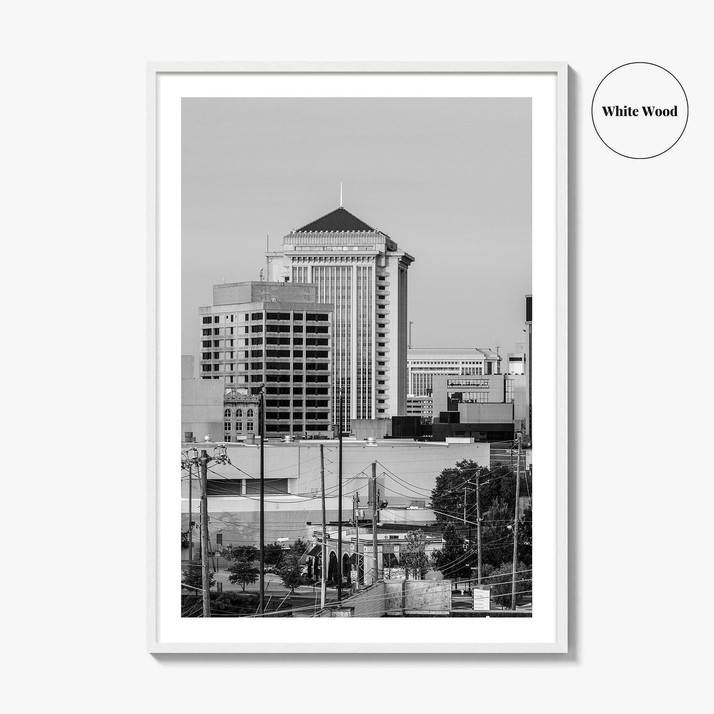 Montgomery Skyline Black and White Fine Art Photo Print, Downtown, Alabama USA Poster