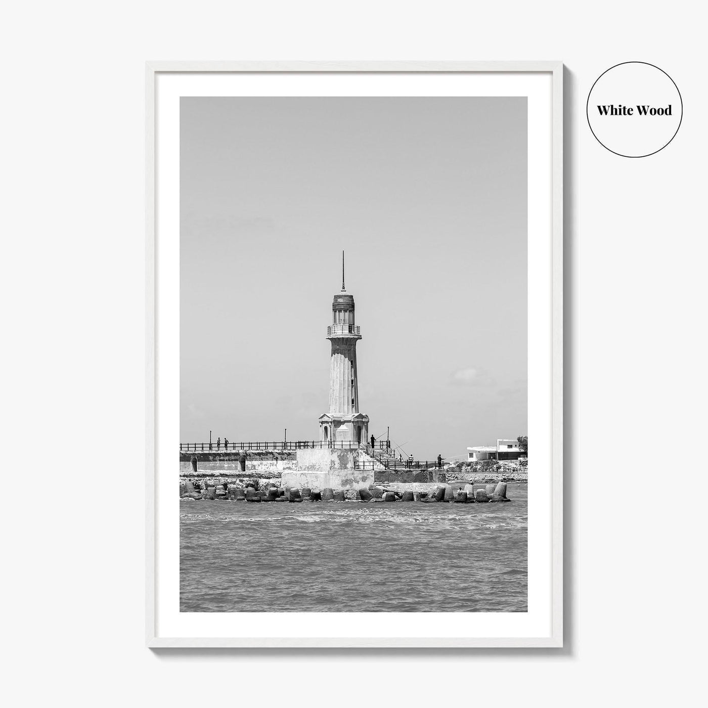 Alexandria Egypt Black and White Fine Art Photo Print, Lighthouse, Pharos, Wall Decor Poster