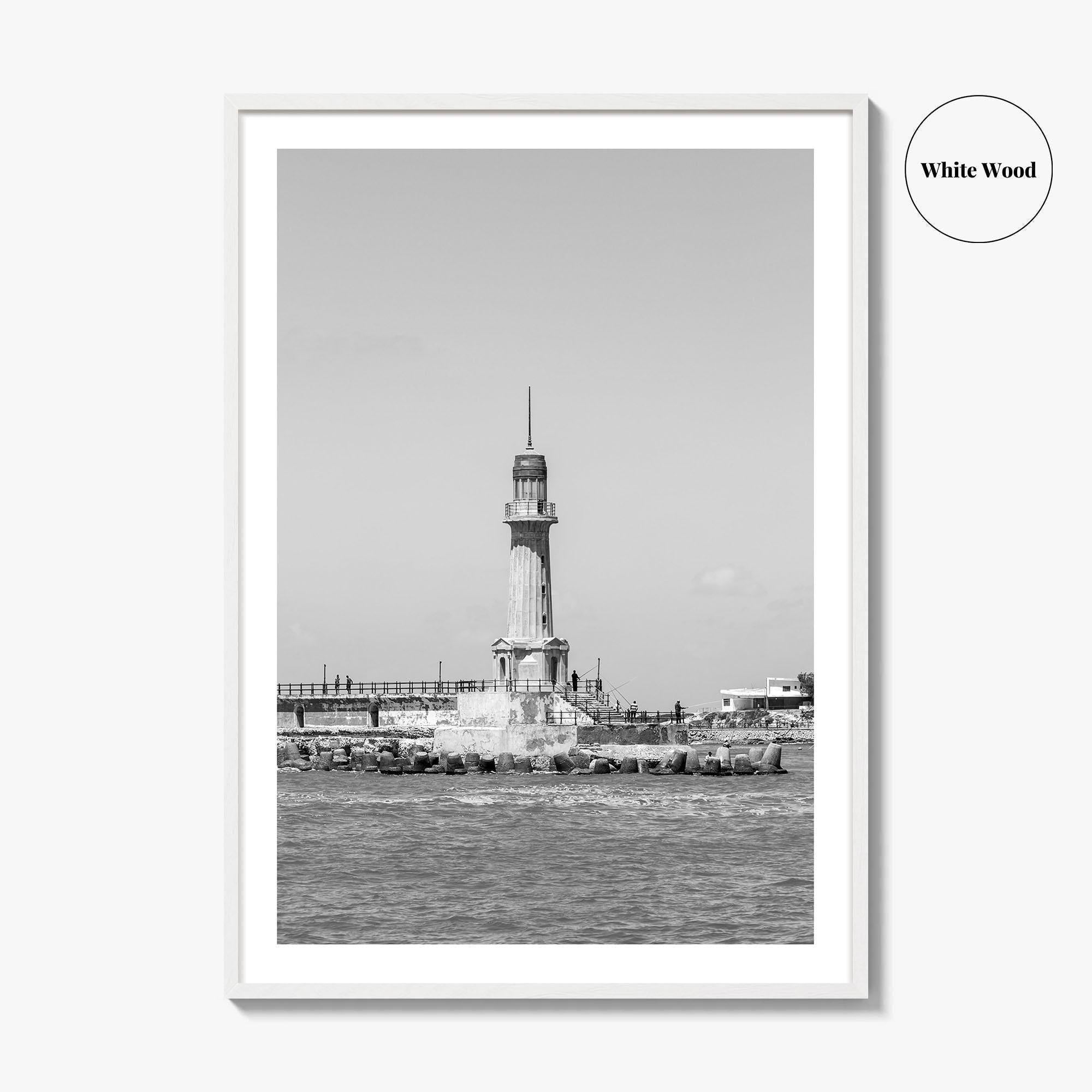 Alexandria Egypt Black and White Fine Art Photo Print, Lighthouse, Pharos, Wall Decor Poster