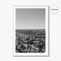 Morgantown Skyline Black and White Fine Art Photo Print, WVU Campus, West Virginia Poster