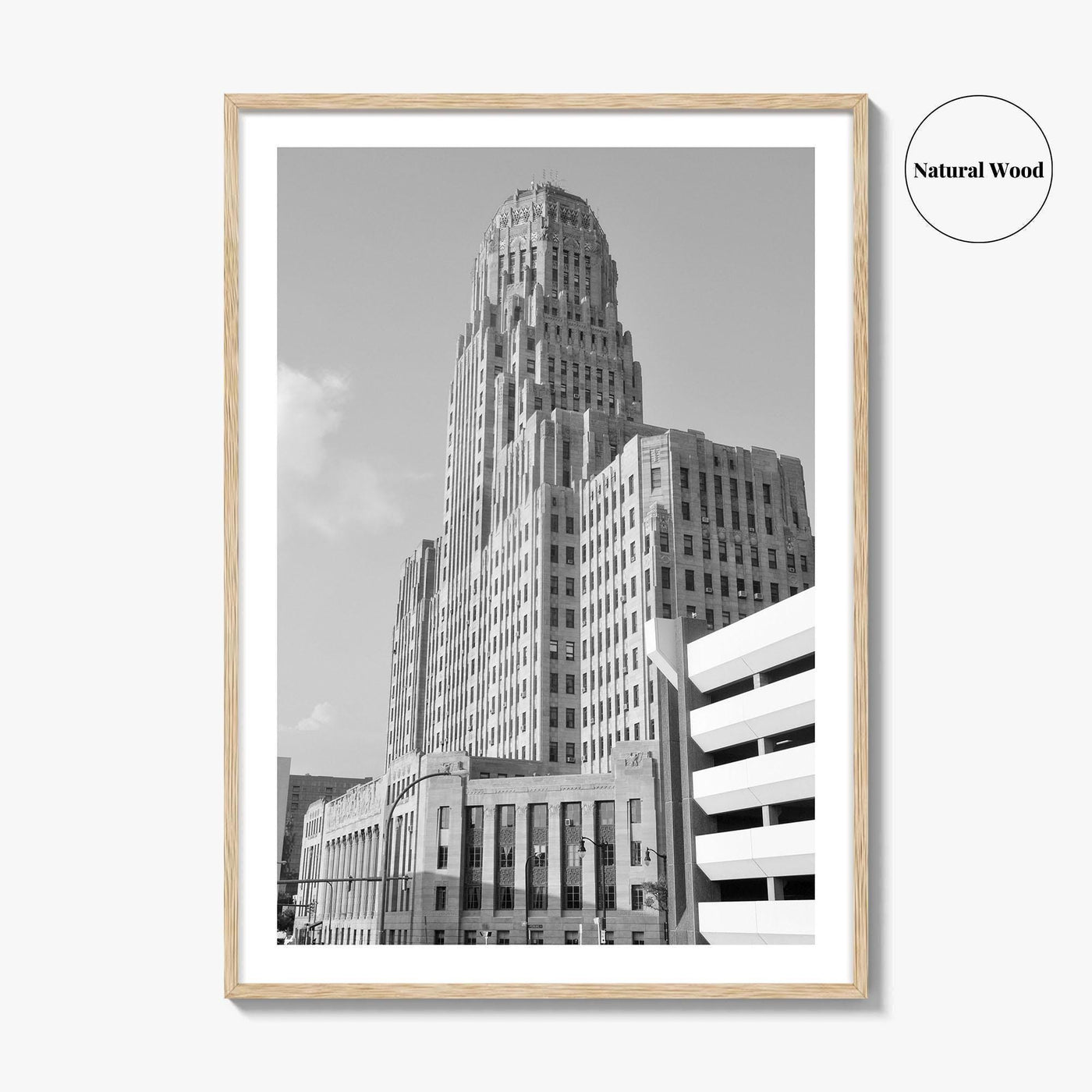 Buffalo Black and White Fine Art Photo Print, City Hall Deco Poster