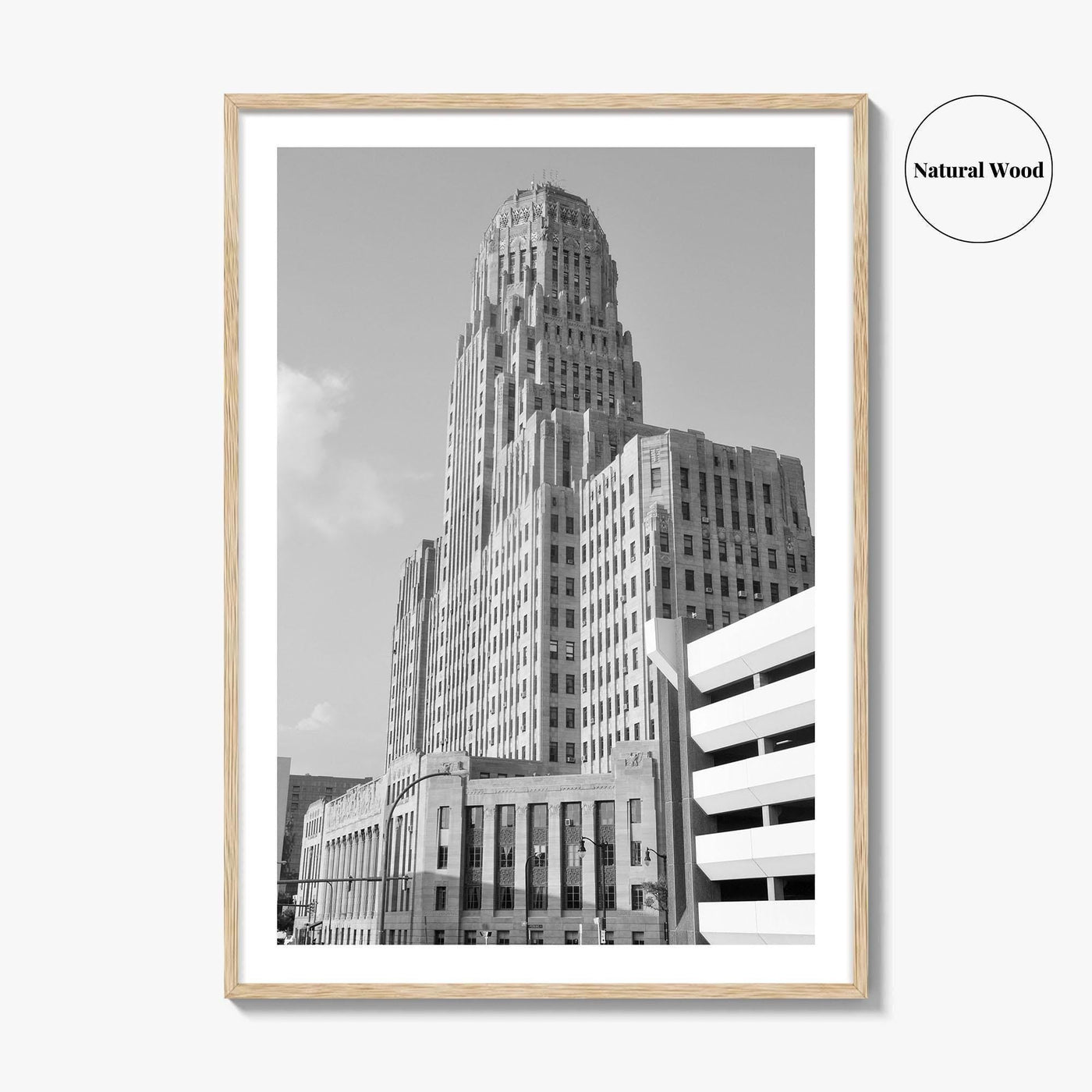 Buffalo Black and White Fine Art Photo Print, City Hall Deco Poster