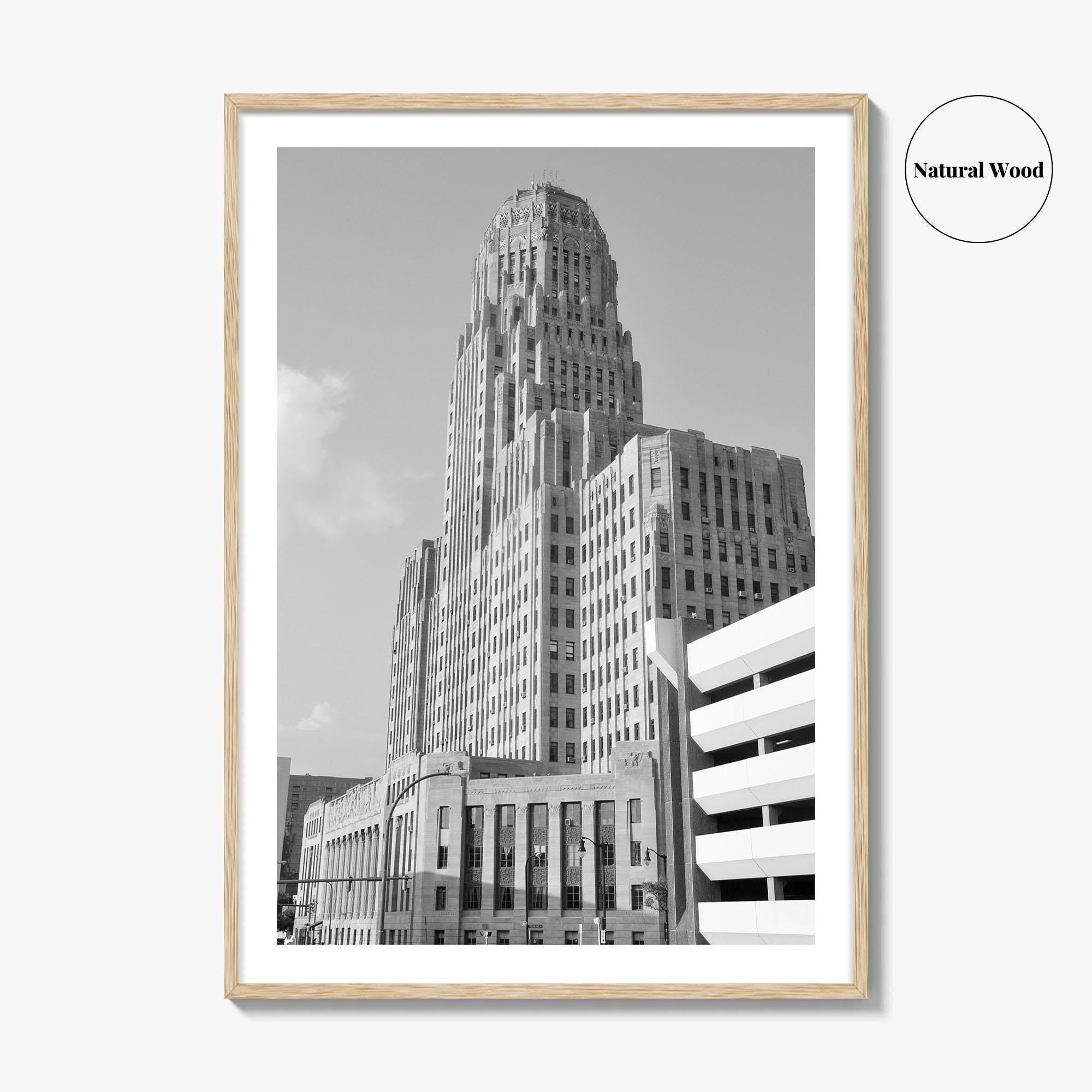 Buffalo Black and White Fine Art Photo Print, City Hall Deco Poster