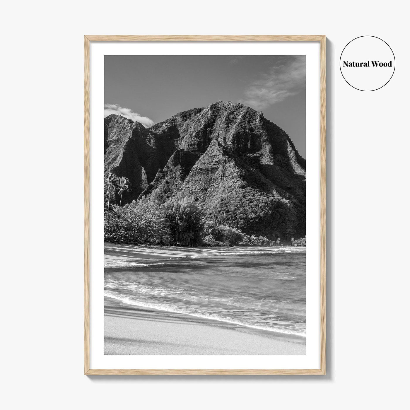 Tunnels Beach Kauai Black and White Fine Art Photo Print, Hawaii Wall Decor, Hanalei