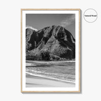 Tunnels Beach Kauai Black and White Fine Art Photo Print, Hawaii Wall Decor, Hanalei