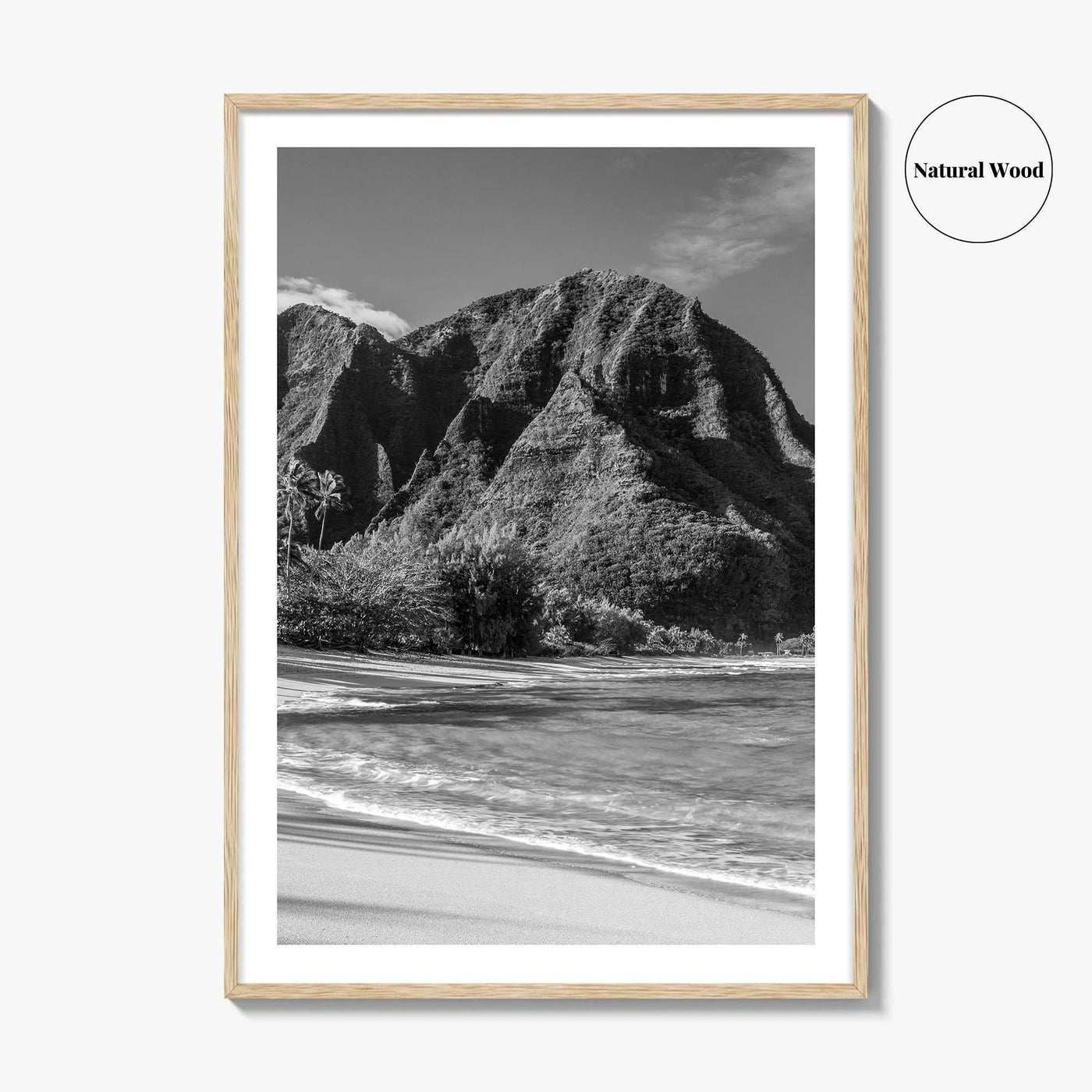 Tunnels Beach Kauai Black and White Fine Art Photo Print, Hawaii Wall Decor, Hanalei