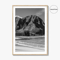 Tunnels Beach Kauai Black and White Fine Art Photo Print, Hawaii Wall Decor, Hanalei