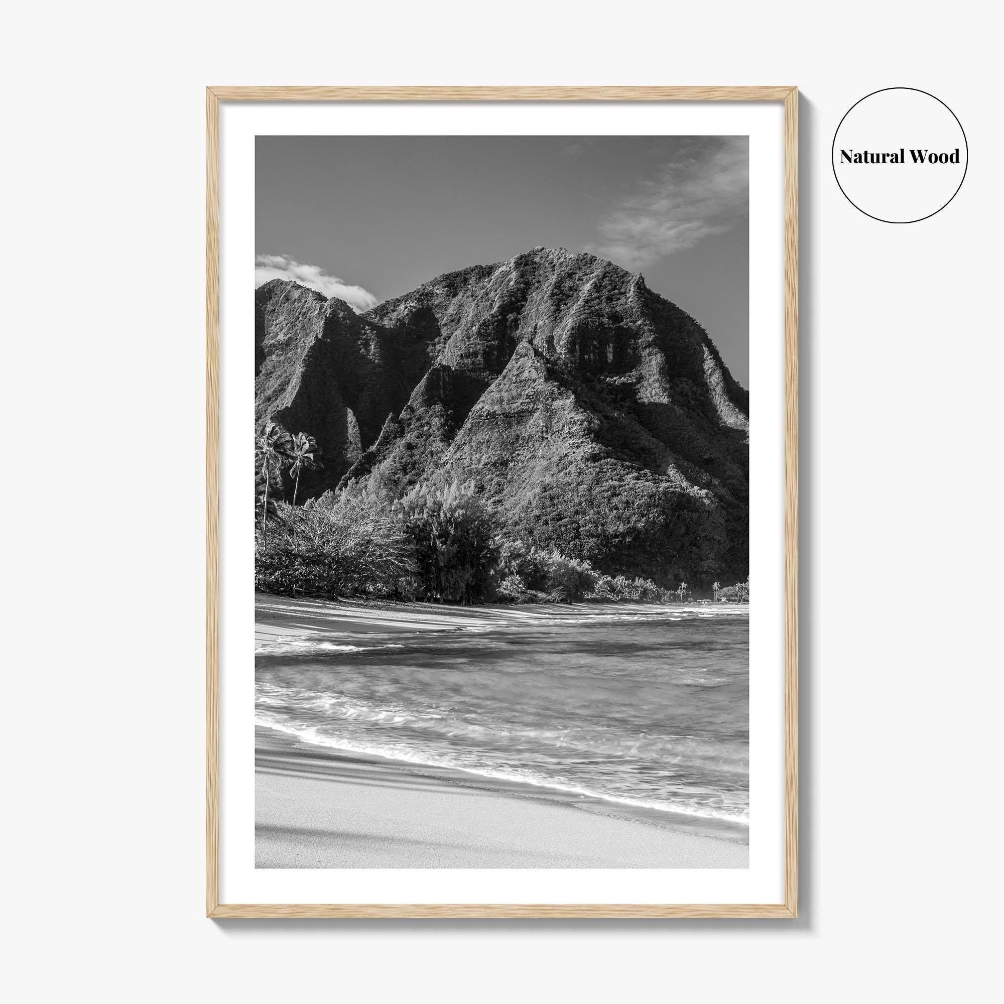 Tunnels Beach Kauai Black and White Fine Art Photo Print, Hawaii Wall Decor, Hanalei