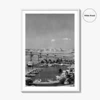 Nassau Black and White Fine Art Photo Print, Bahamas Paradise Island Bridge Boats Poster