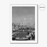 Nassau Black and White Fine Art Photo Print, Bahamas Paradise Island Bridge Boats Poster