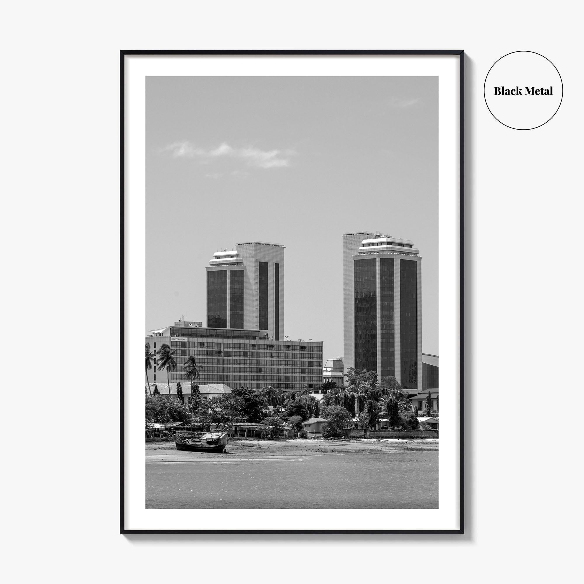 Dar es Salaam Skyline Black and White Fine Art Photo Print, Tanzania Poster