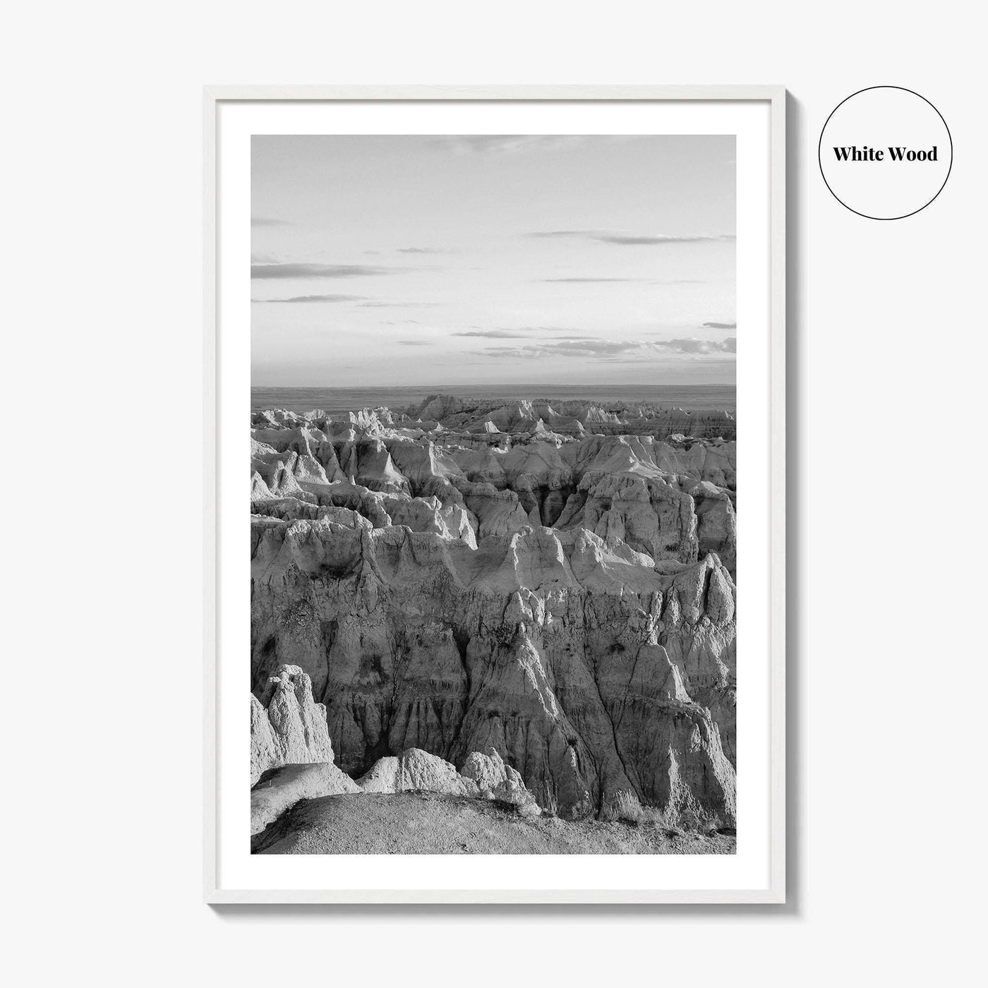 Badlands National Park Black and White Fine Art Photo Print, South Dakota Landscape Poster