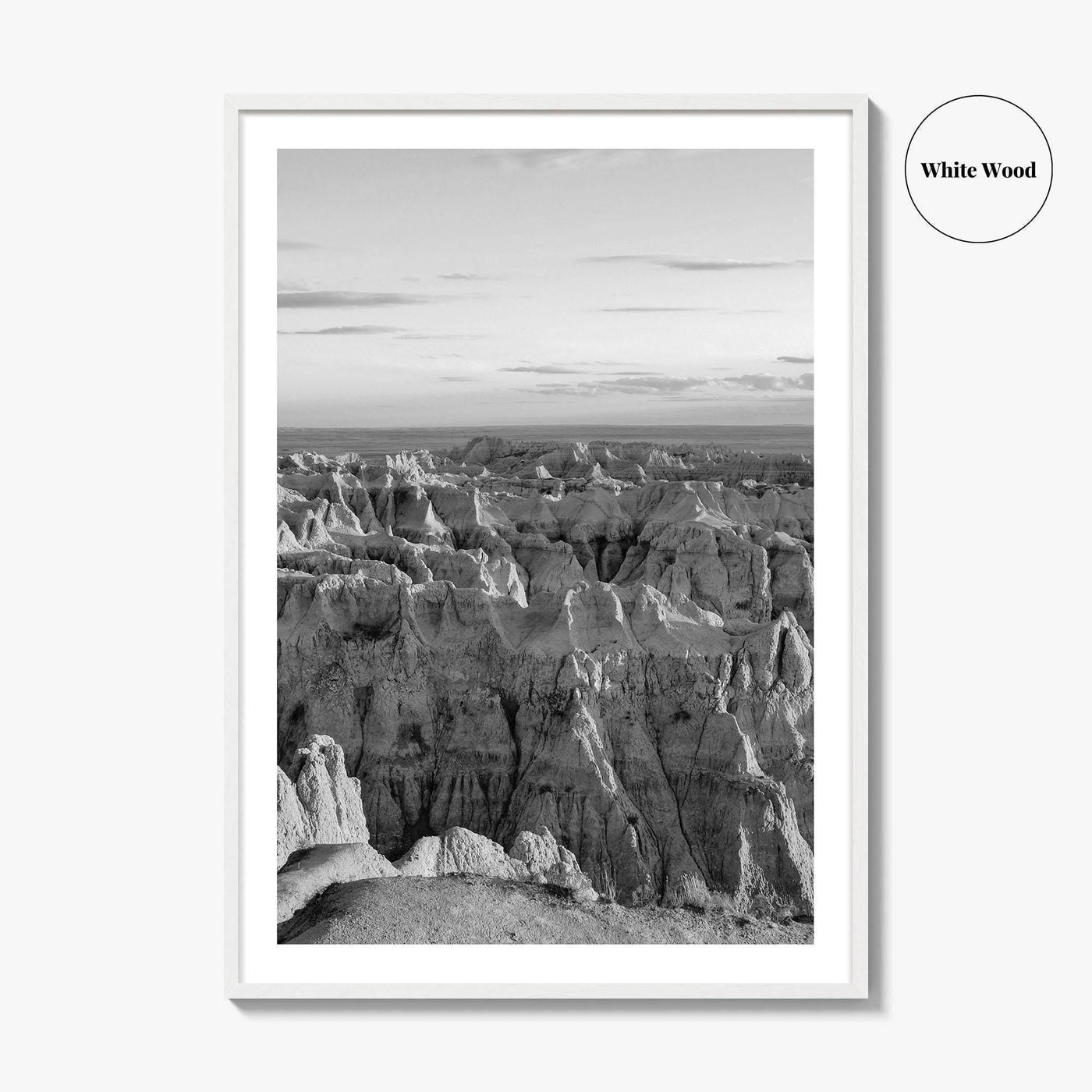 Badlands National Park Black and White Fine Art Photo Print, South Dakota Landscape Poster