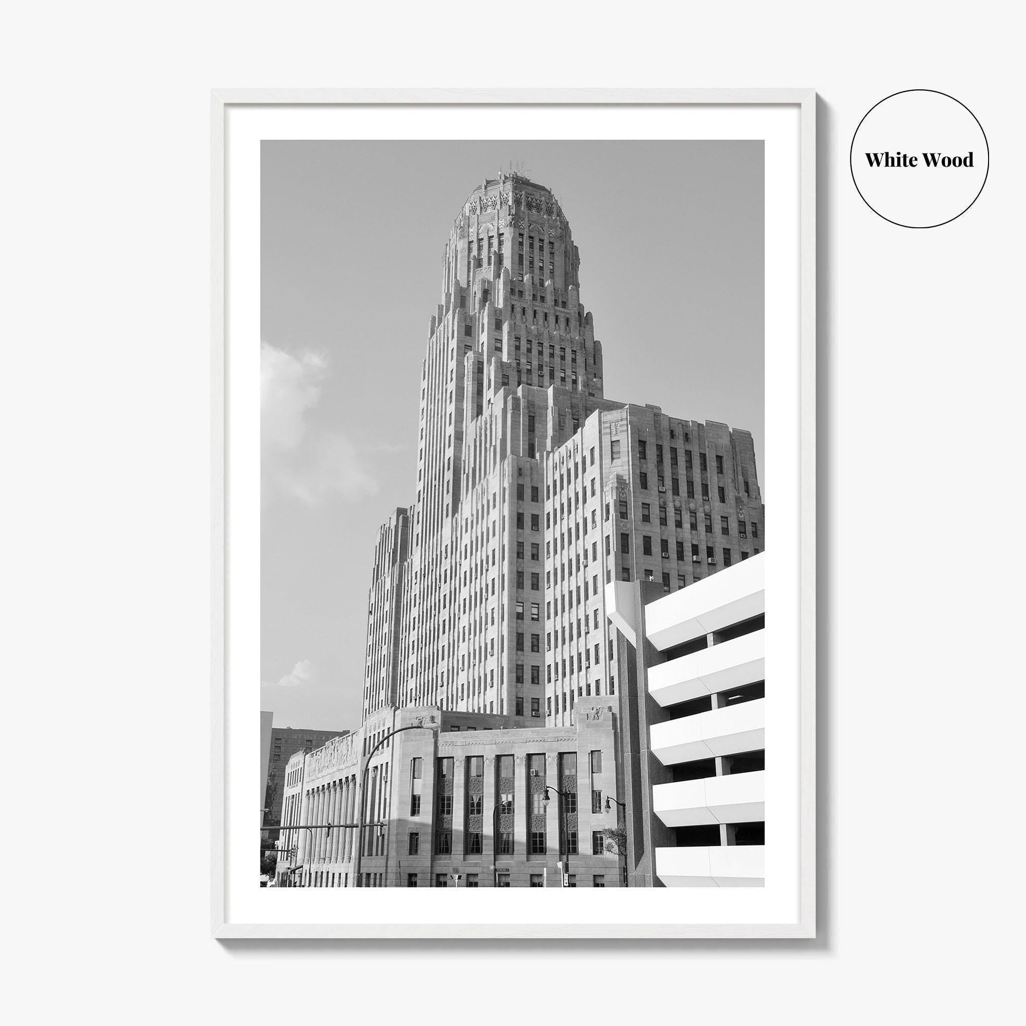 Buffalo Black and White Fine Art Photo Print, City Hall Deco Poster