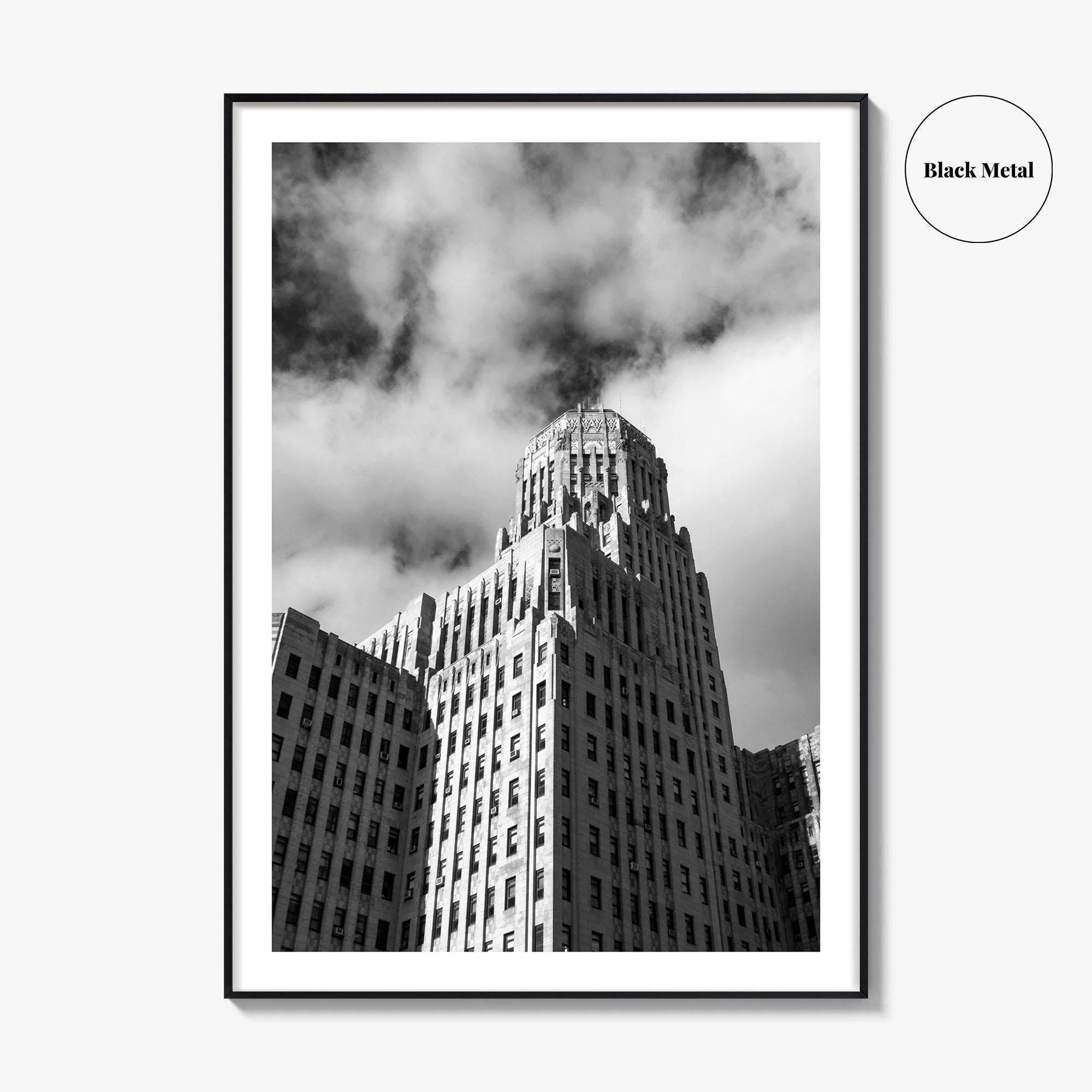 Buffalo Black and White Fine Art Photo Print, City Hall Architecture, Downtown NY Poster