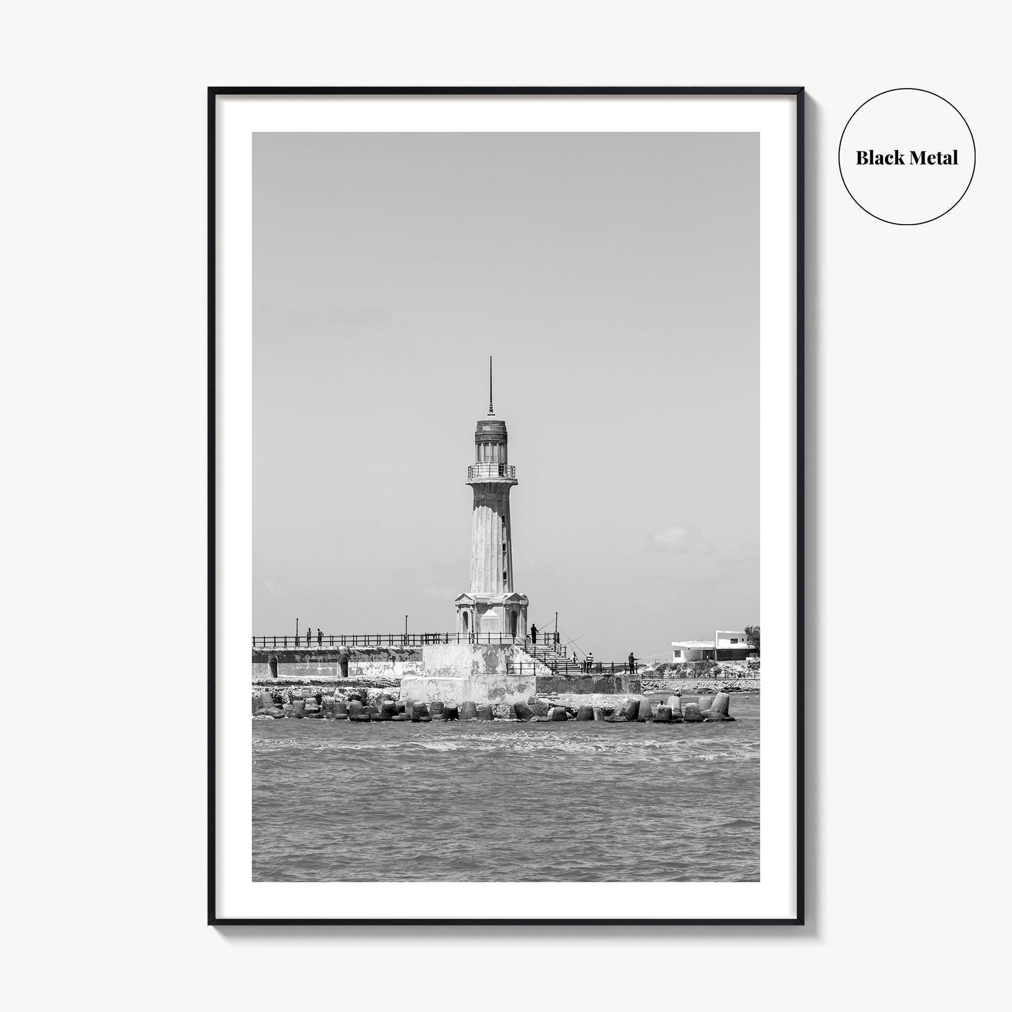 Alexandria Egypt Black and White Fine Art Photo Print, Lighthouse, Pharos, Wall Decor Poster