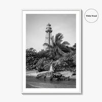 Captiva Black and White Fine Art Photo Print, Sanibel Island Lighthouse, Florida Poster