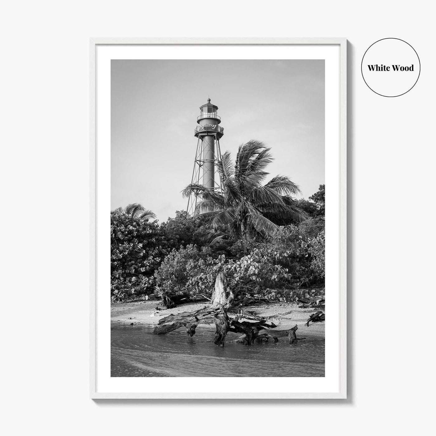 Captiva Black and White Fine Art Photo Print, Sanibel Island Lighthouse, Florida Poster