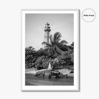 Captiva Black and White Fine Art Photo Print, Sanibel Island Lighthouse, Florida Poster