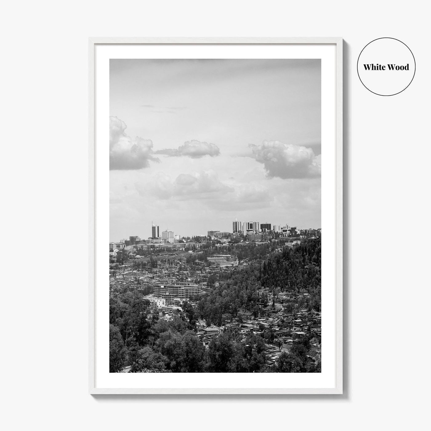 Kigali Skyline Black and White Fine Art Photo Print, Rwanda Poster Africa