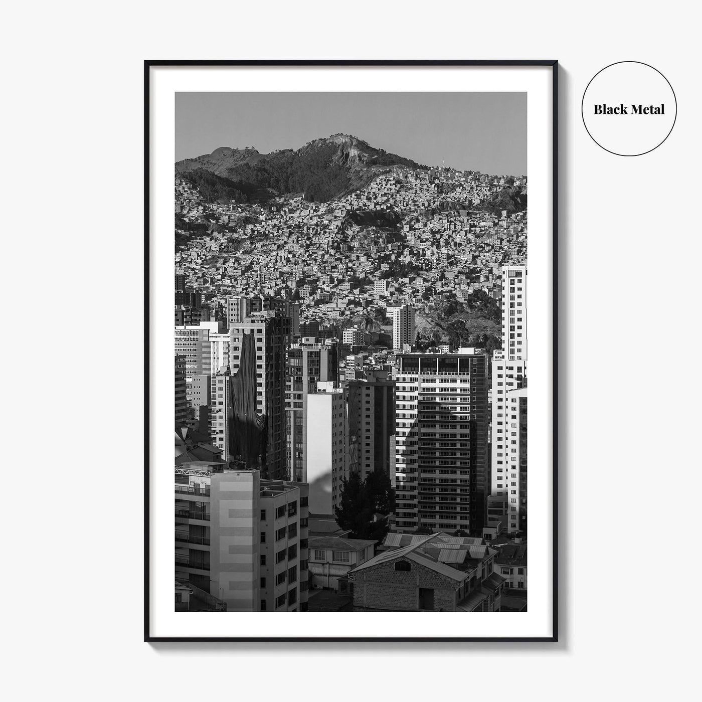 La Paz Black and White Fine Art Photo Print, Bolivia Andes Mountains Poster