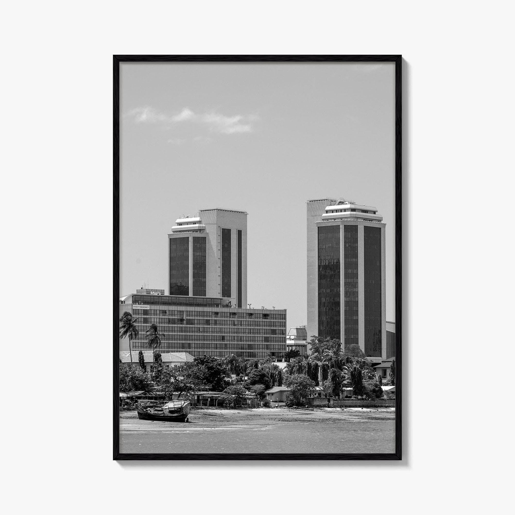 Dar es Salaam Skyline Black and White Fine Art Photo Print, Tanzania Poster